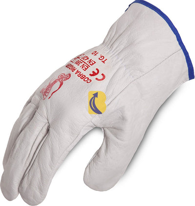 Grey Cobra Riggers Work Gloves | Full Grain Cow Leather Industrial Safety Gloves