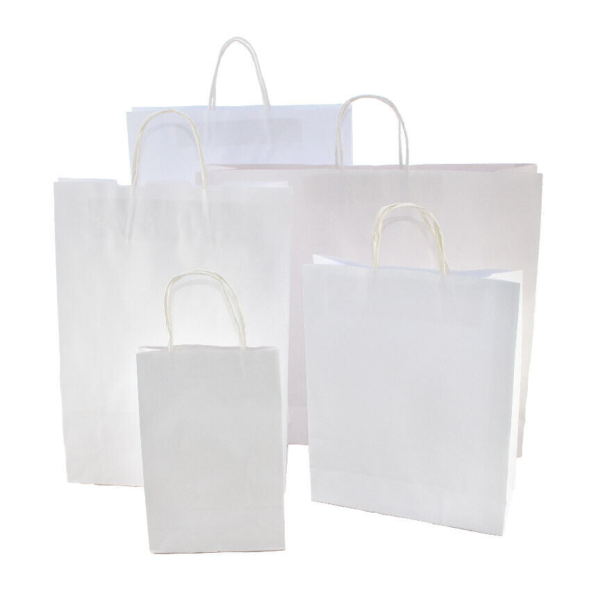 Eco-friendly white kraft paper carry bag with twisted cotton handles – Snap Pack Australia