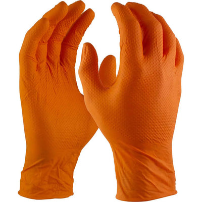 Maxisafe Diamond Textured Orange Nitrile Gloves