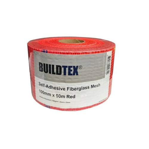 Red 5mm x 5mm self-adhesive fibreglass mesh tape