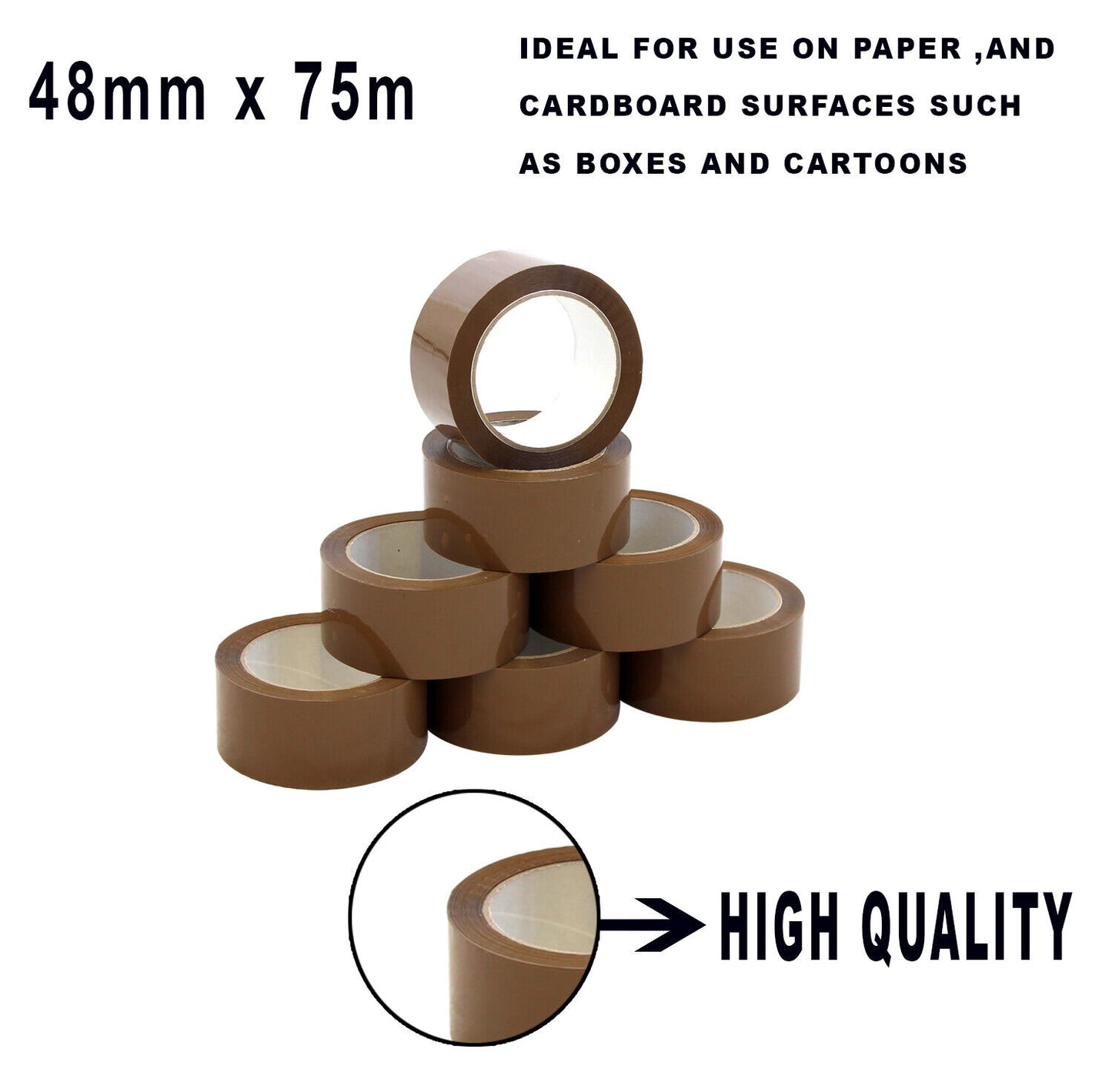 48mm x 75m Brown NATURAL RUBBER Packing Tape Packaging Tape Adhesive- AU Stock