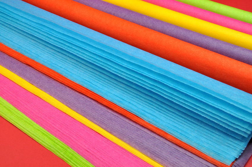 Vibrant mixed colour tissue paper 22gsm recycled gift wrap