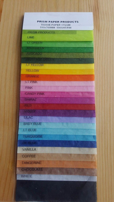 Vibrant mixed colour tissue paper