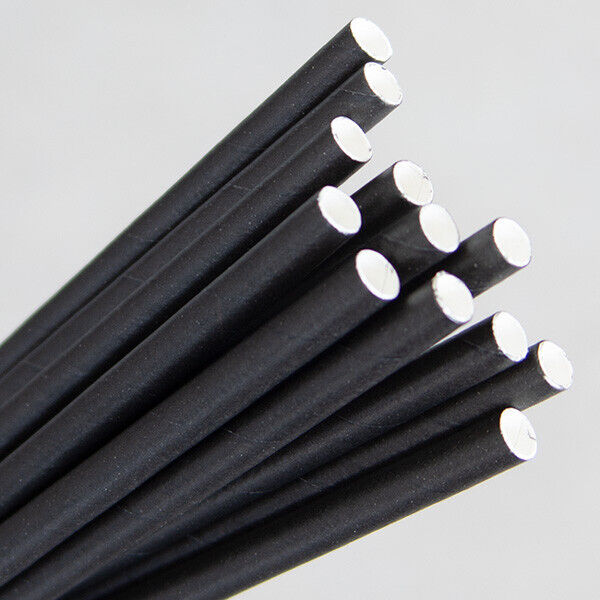 Paper Straws Bamboo Red Stripes Black 3ply Straws Biodegradable