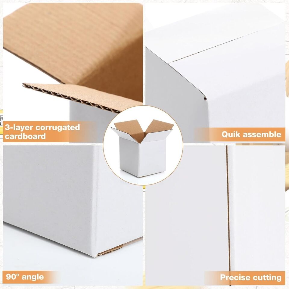 25x Mailing Shipping Boxes White Carton RSC 185 x 185 x 100mm RSC-SAME ...