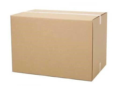 A single-wall, brown cardboard packing box with a closed lid.