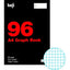 A black A4 graph book with the title '96 A4 Graph Book' displayed on the cover, along with details about the paper and grid size.