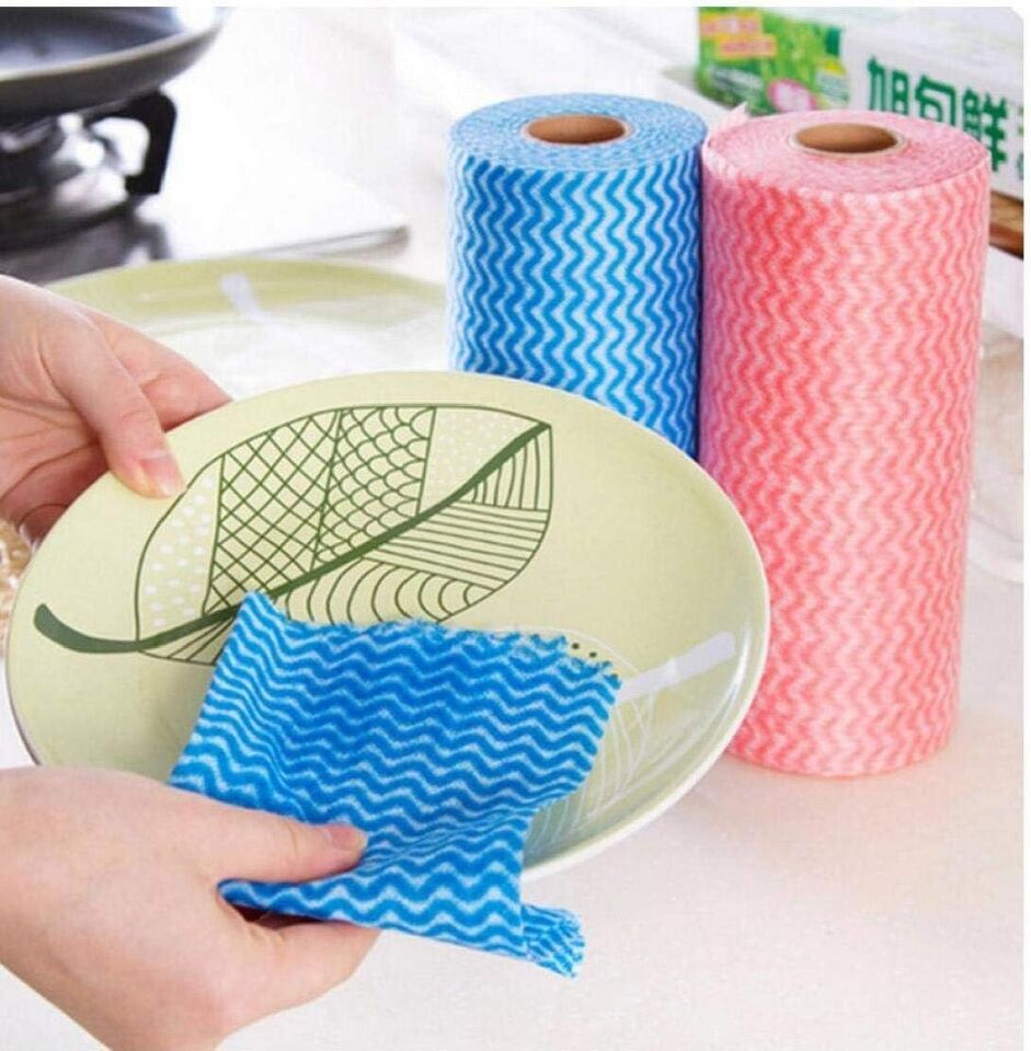Biodegradable bamboo fibre cleaning cloths blue and green
