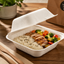 Biodegradable sugarcane bagasse dinner box with compostable clamshell lid for takeaway meals