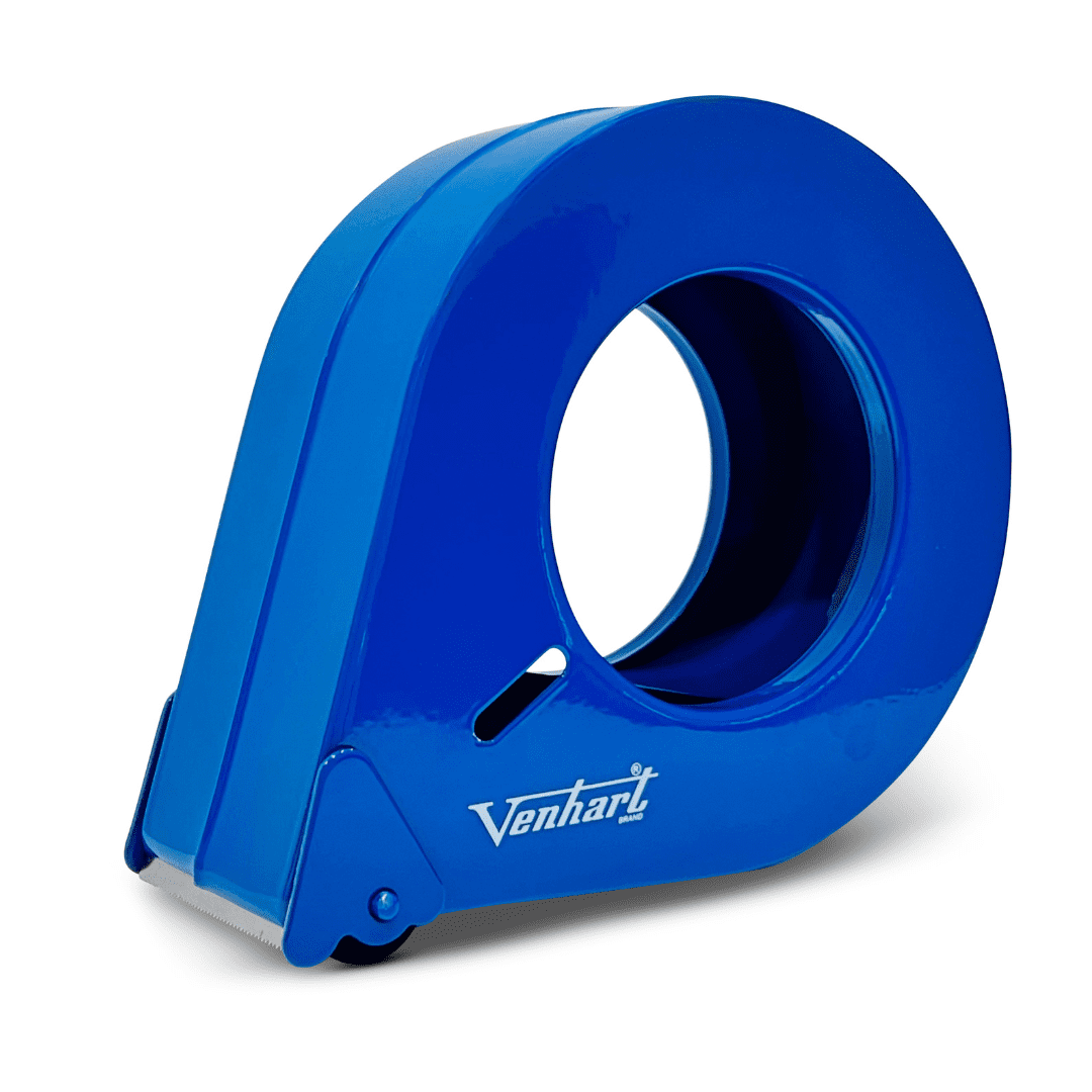Blue tape dispenser with Venturi logo on a white background