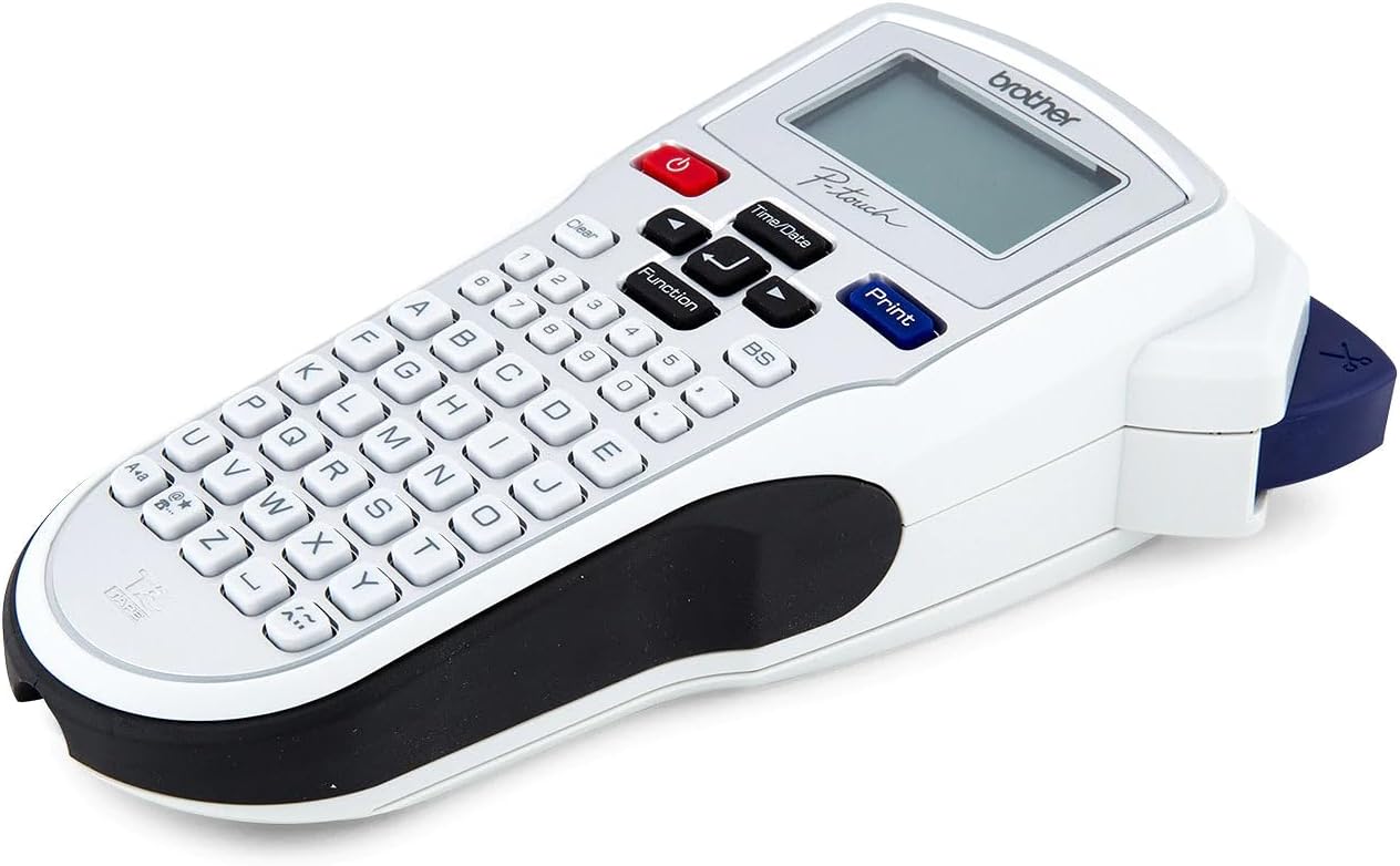 A Brother QL-2200 thermal label printer in white, black, and blue, shown on a clean white background.