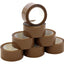 A stack of brown packaging tape rolls