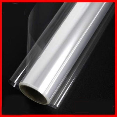A roll of clear cellophane wrapping paper.