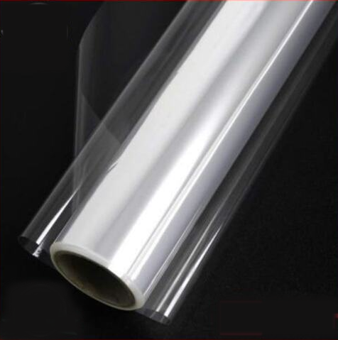 A roll of clear cellophane wrap, typically used for gift presentations or packaging.