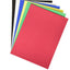 Assorted colored cardstock paper in A3, A4, and A2 sizes, including white, red, blue, green, yellow, and black, presented in a fan-like spread.