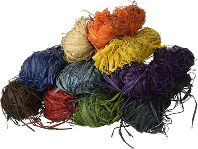 Coloured raffia bundles 20 x 25g natural craft material