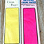 Packaging of deluxe crepe paper in pink and yellow colors, each pack is 500mm x 2m.
