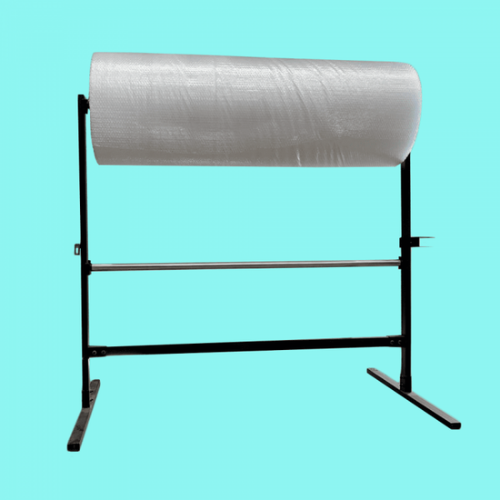 Heavy-duty packaging roll holder for warehouse packing stations