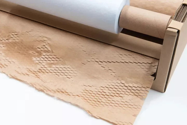 Honeycomb paper wrap with tissue plastic free packaging