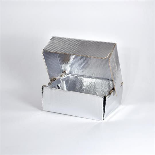 Metallic reflective box on a white background