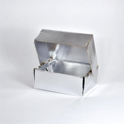 Metallic reflective box on a white background