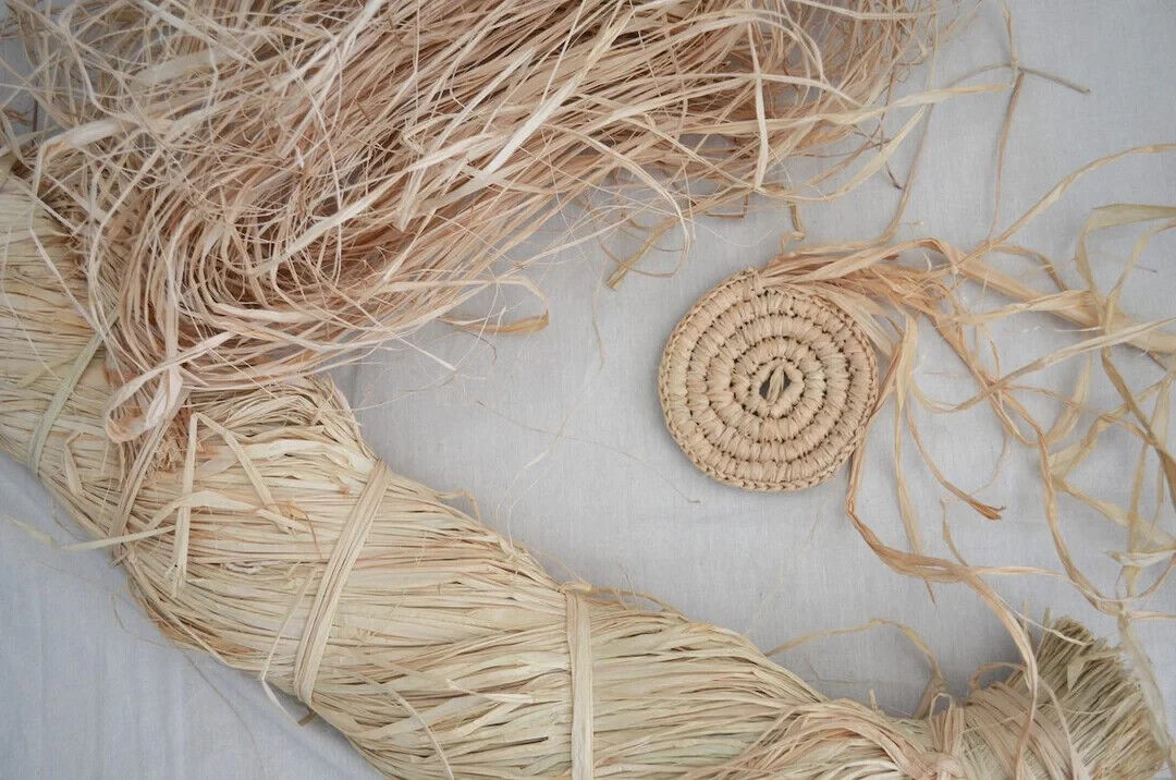 Natural raffia hank for baskets, mats, and crafts