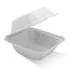 White disposable food container with lid on a white background