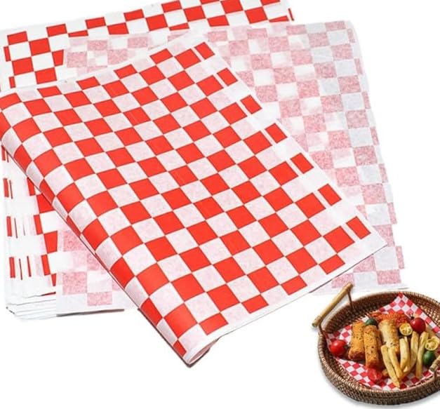 Red check food packaging