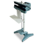 A freestanding industrial stand with a teal metal base, white support column, and dark gray top mechanism, shown on a plain white background.