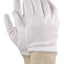 A single white cotton glove with a knitted cuff, designed for light general purpose work.