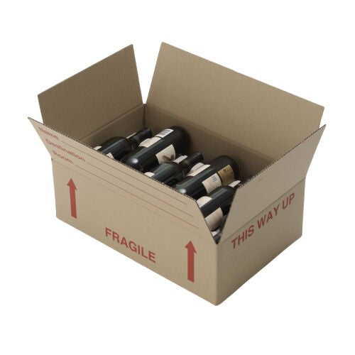 Wine cardboard mailing box with fibre inserts