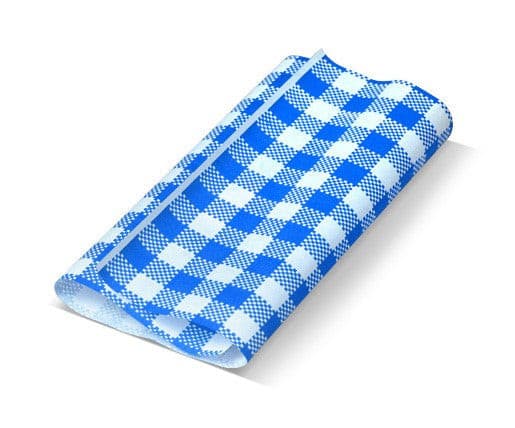 Blue gingham food packaging