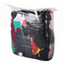A bundle of mixed color industrial cleaning rags made from recycled cotton, packaged in a clear plastic bag.