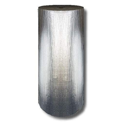 A roll of silver metalized insulation bubble wrap.