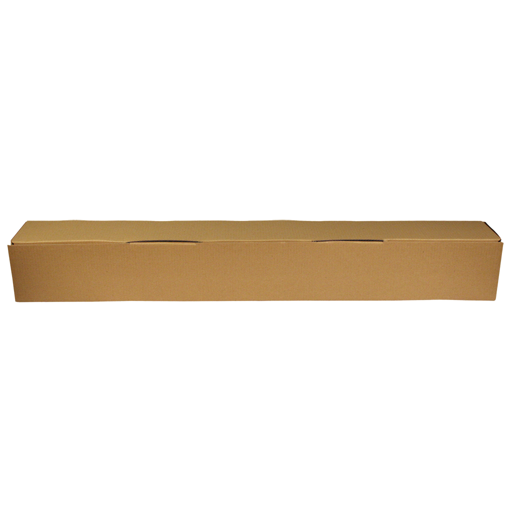 A long, flat cardboard box suitable for packing and moving items like golf clubs, telescopes, and musical instruments.