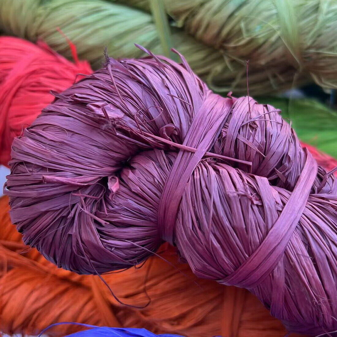 purple raffia hank