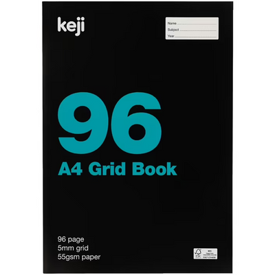 A4 Grid writing School Book 55gsm 5mm 96 Page- Same Day postage