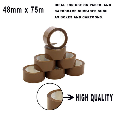 48mm x 75m Brown NATURAL RUBBER Packing Tape Packaging Tape Adhesive- AU Stock