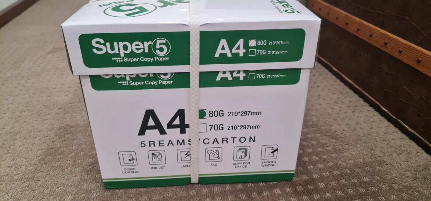 A4 Premium Copy Paper 500x5 Packs (2500sheets)80gsm LIMITED STOCK -Same Day Post