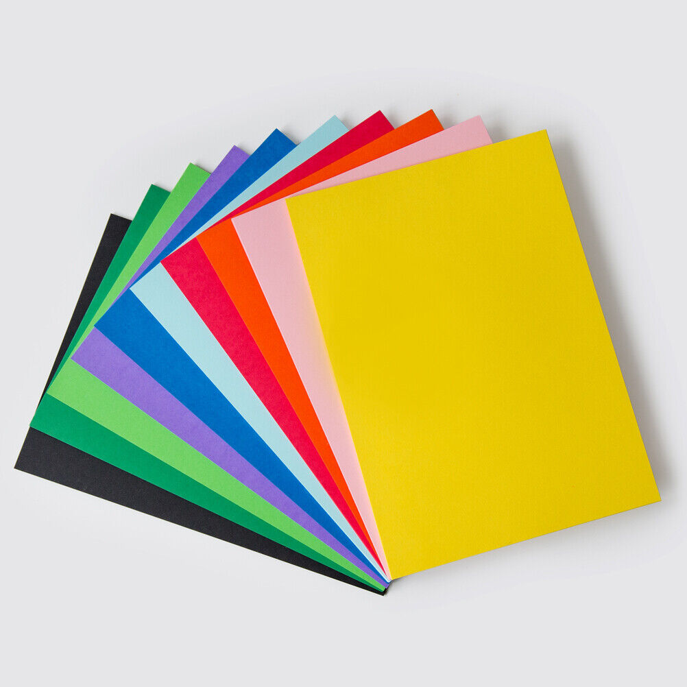 100 x Mixed Coloured Cardboard  Sheets 510x 640mm 200GSM- AU Made