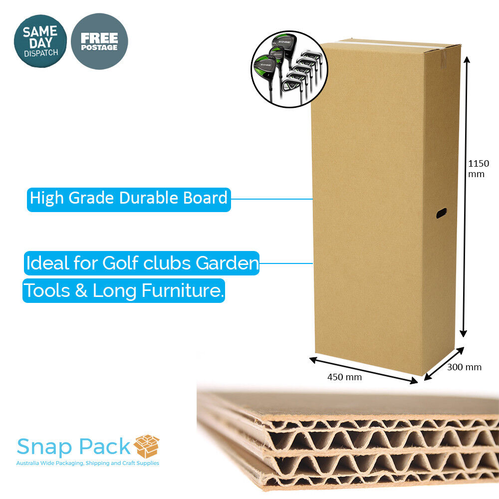 1-5 x GOLF CARDBOARD CARRY PACKING BOXES TALL BOY STORAGE PACKING BOX