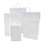 White kraft paper gift bag with durable handles and solid base