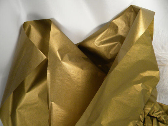 Metallic Gold Tissue Paper 500 Sheets 510mm x760mm 22gsm %100 Recycled