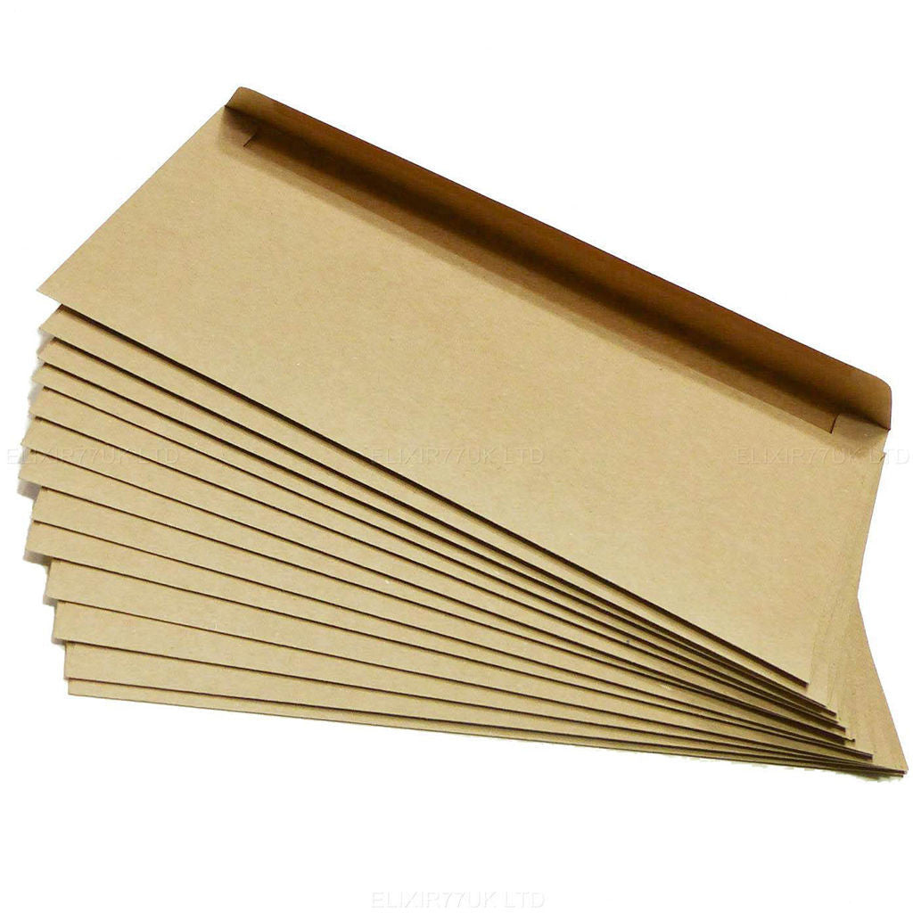 Kraft Envelopes DL Brown 80gsm Peel N Stick 100% Recycled