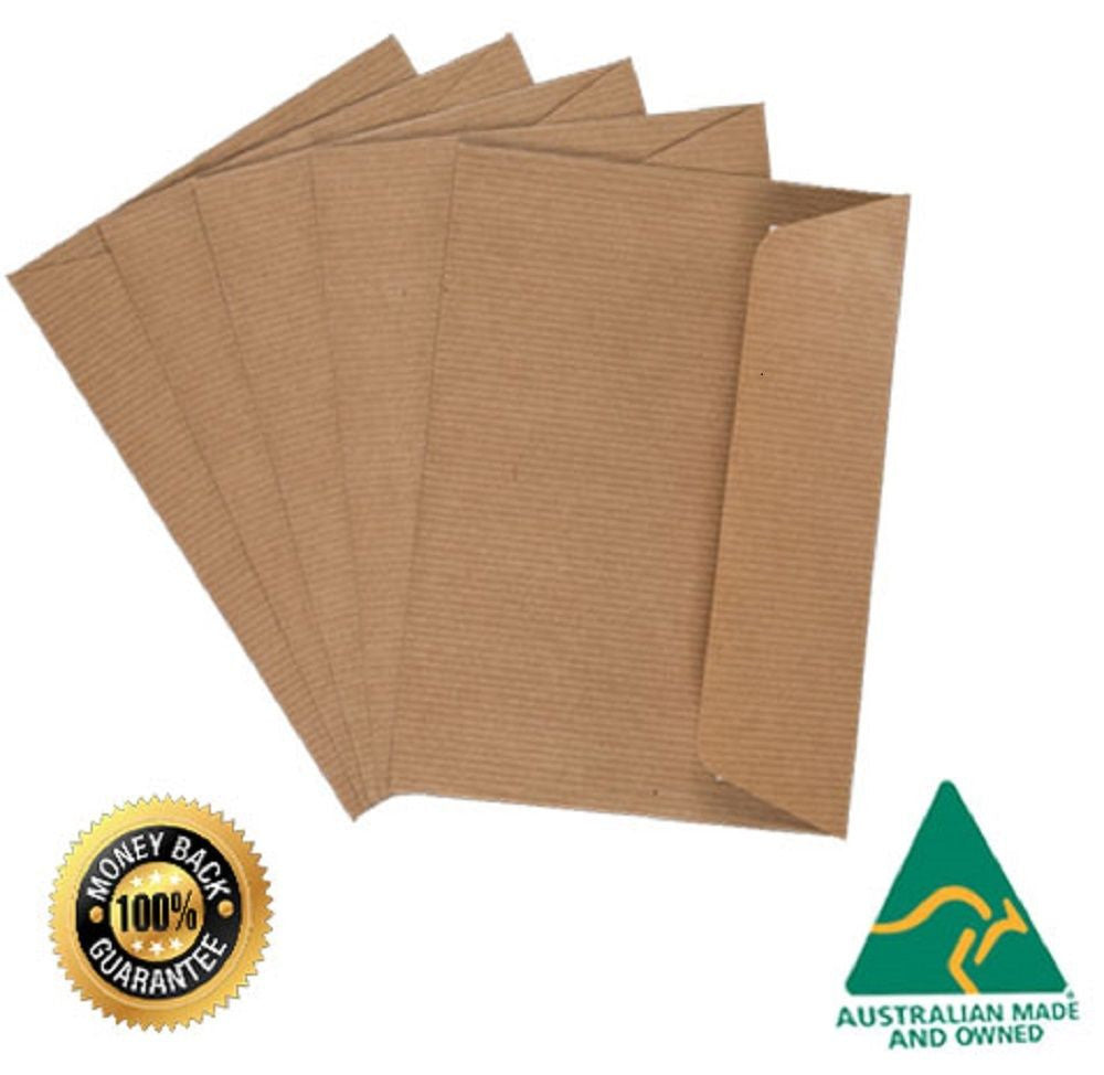 Kraft Envelopes C6 Brown Ribbed 80gsm Peel N Seal 100% Recycled