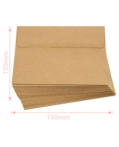 Kraft Envelopes Square Brown 150mm x 150mm 80gsm %100 Recycled